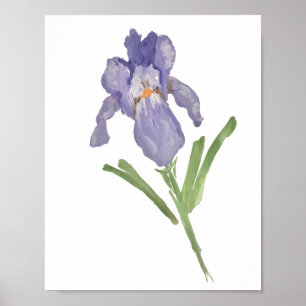 Purple Iris Flower Watercolor Painting Poster