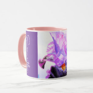 Purple Iris Flower Watercolor Womans Irises Mug