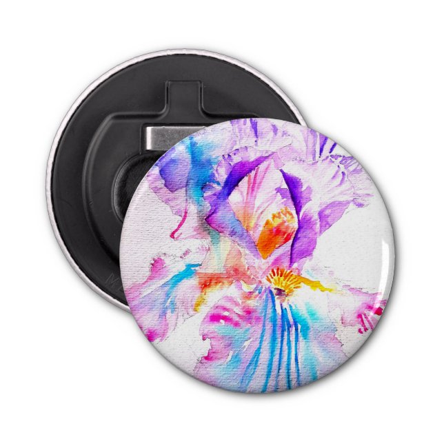 Purple iris Flower Wedding Favour Floral Flower Bottle Opener (Front)
