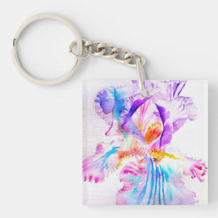 Purple iris Flower Wedding Favour Floral Flower Key Ring
