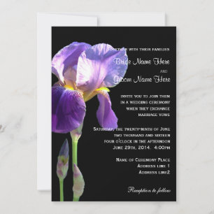Purple iris flower wedding invitation
