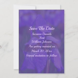Purple Iris Flower Wedding Save The Date