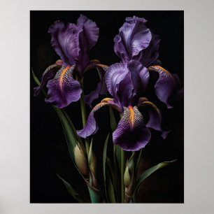 Purple Iris Flowers Art Print Poster