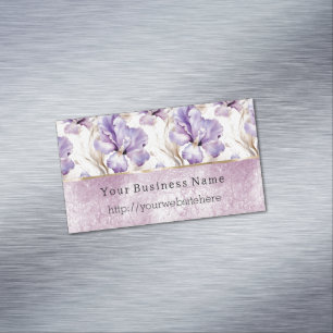 Purple Iris Flowers Business name website Magnetic Business Card