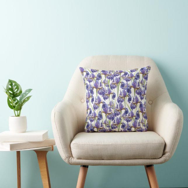 Purple Iris Flowers Cushion (Chair)