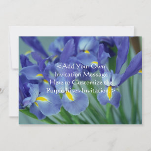 Purple Iris Flowers Custom Garden Invitation