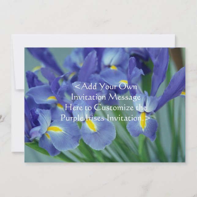 Purple Iris Flowers Custom Garden Invitation (Front)