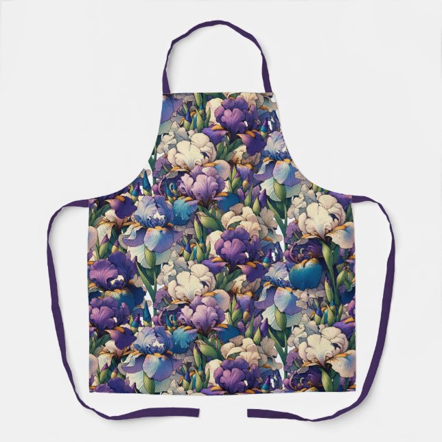Purple iris Flowers Floral gardening Flower Garden Apron (Front)