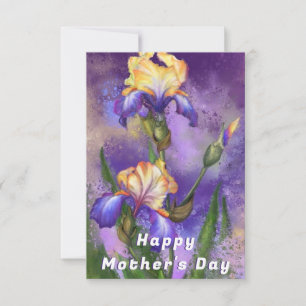 Purple Iris Flowers Mother's Day Card