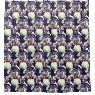 Purple Iris Flowers Nature Pattern    Shower Curtain