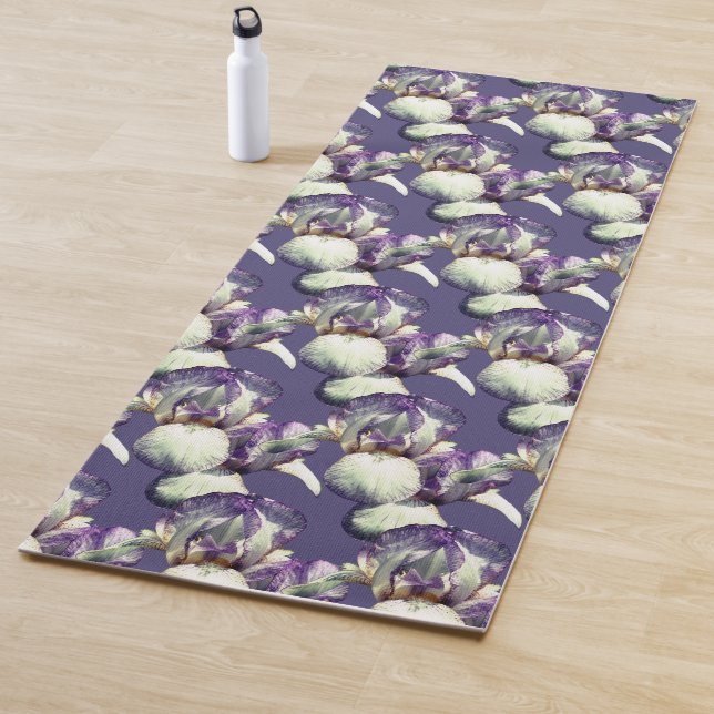 Purple Iris Flowers Nature Pattern    Yoga Mat (In Situ)