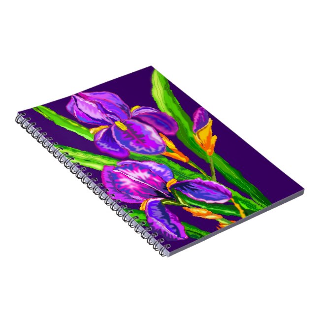 Purple Iris Flowers Notebook (Right Side)