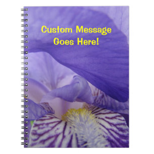 Purple Iris Flowers notebooks Custom Add Your Text