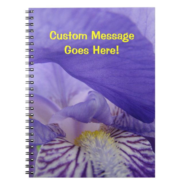 Purple Iris Flowers notebooks Custom Add Your Text (Front)