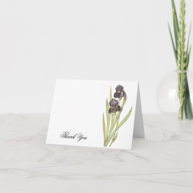 Purple Iris Flowers Thank You Card (Front)