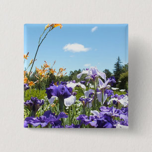 Purple Iris Garden 15 Cm Square Badge