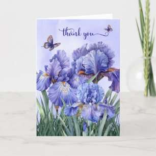 Purple Iris Garden and Butterflies Thank You Card