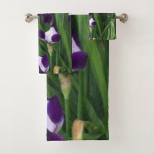 Purple Iris Garden Bath Towel Set