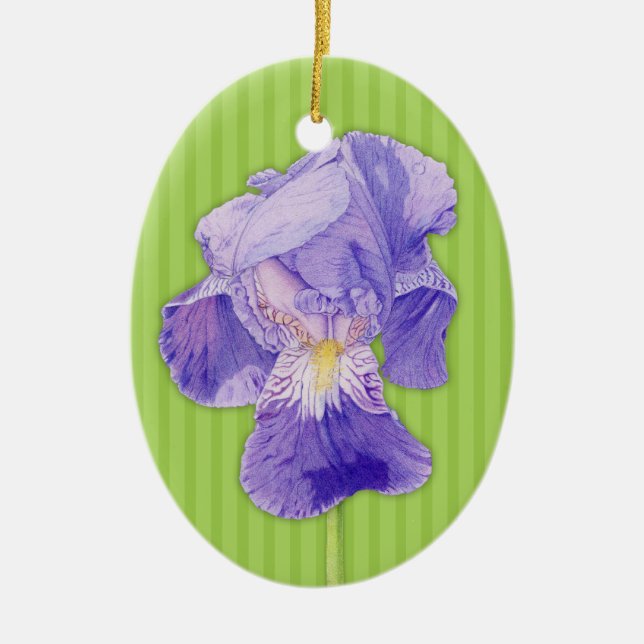 Purple Iris green Ornament (Front)