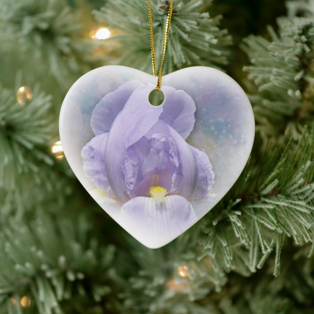 Purple Iris Heart Ornament (Tree)