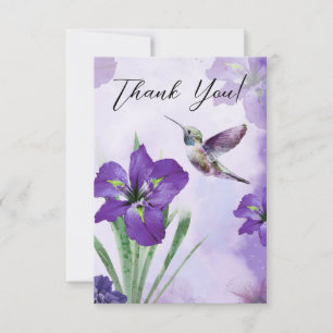 Purple Iris Hummingbird Thank You Card