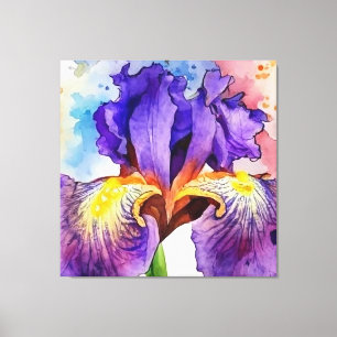 Purple Iris in Watercolor Canvas Print