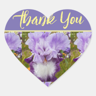 Purple Iris Irises floral flower Art Thank You Heart Sticker