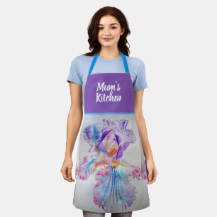 Purple Iris Irises Floral Flower Christmas Apron