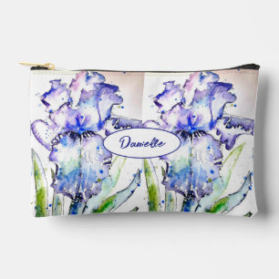 Purple Iris Irises Flower Pattern Watercolor Girls Accessory Pouch