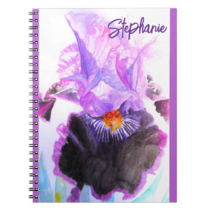 Purple Iris Irises Watercolor Womens Pastel Colors Notebook
