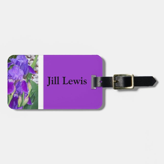 Purple Iris Luggage Tag (Front Horizontal)