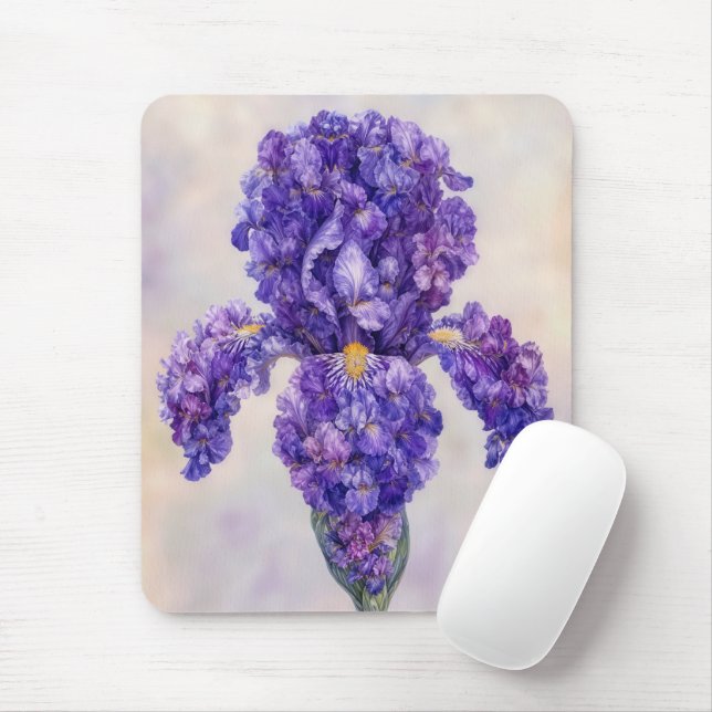 Purple Iris Made of Many Mouse Mat (With Mouse)