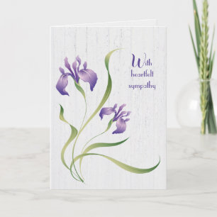 Purple Iris On Wood Sympathy Card