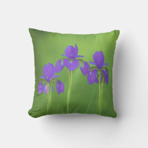 Purple Iris Painting - Original Flower Art Cushion
