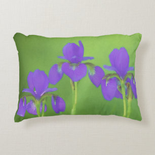 Purple Iris Painting - Original Flower Art Decorative Cushion