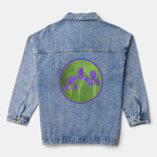 Purple Iris Painting - Original Flower Art Denim Jacket