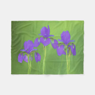 Purple Iris Painting - Original Flower Art Fleece Blanket