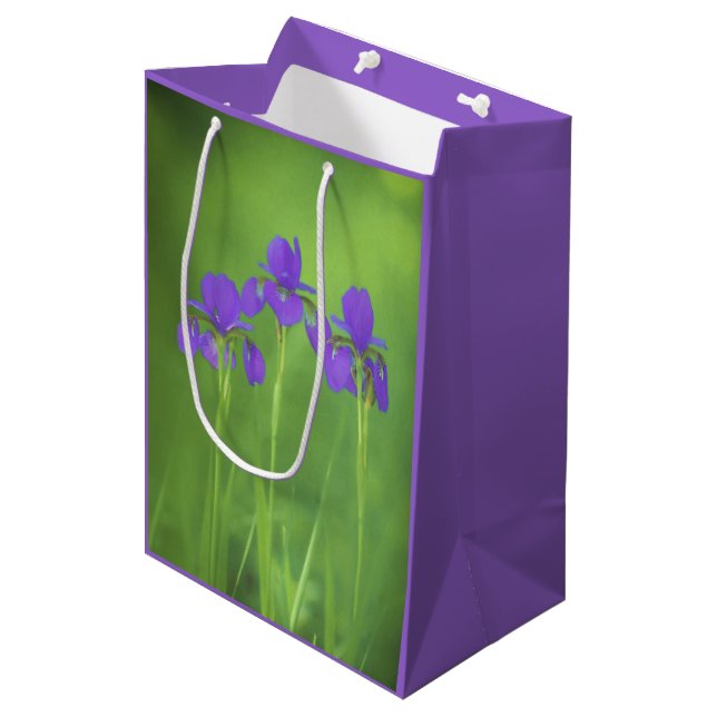 Purple Iris Painting - Original Flower Art Medium Gift Bag (Front Angled)