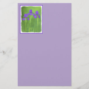 Purple Iris Painting - Original Flower Art Stationery
