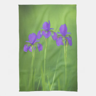 Purple Iris Painting - Original Flower Art Tea Towel