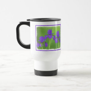 Purple Iris Painting - Original Flower Art Travel Mug