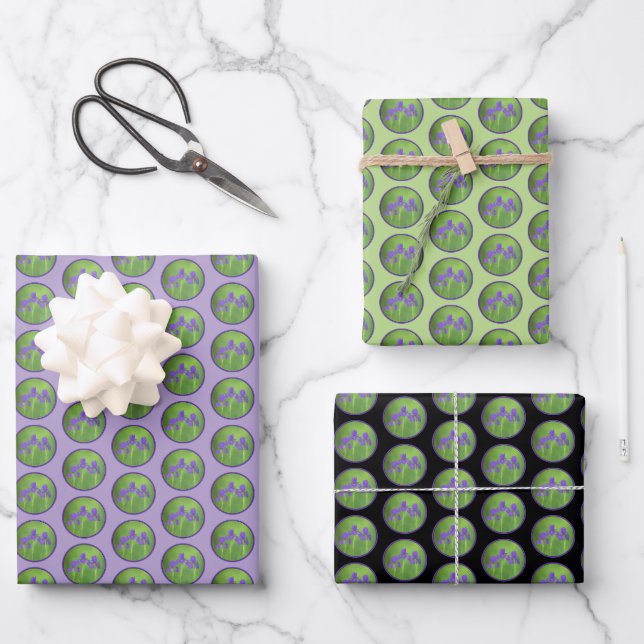Purple Iris Painting - Original Flower Art Wrapping Paper Sheet (Front)