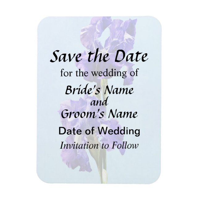 Purple Iris Pair Save the Date Magnet (Vertical)