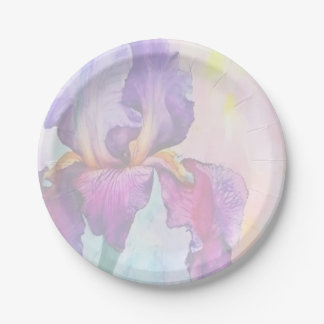 Purple Iris Paper Plate