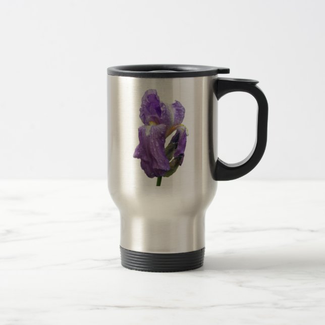 Purple Iris Photograph Travel Mug (Right)