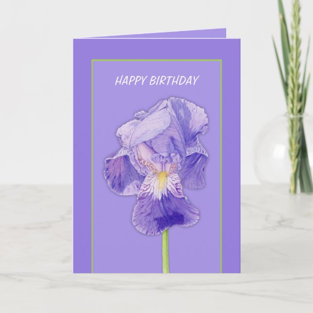 Purple Iris purple Birthday Card (Front)