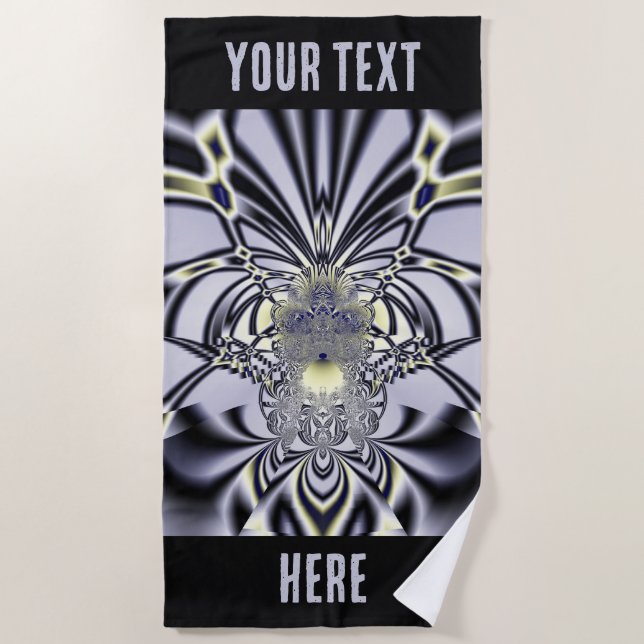 Purple Iris Sacred Geometry Fractal Art Beach Towel (Front)