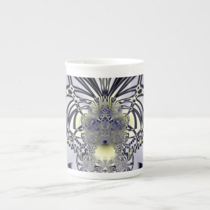 Purple Iris Sacred Geometry Fractal Art Bone China Mug