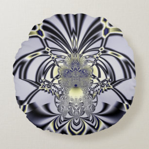 Purple Iris Sacred Geometry Fractal Art Round Cushion