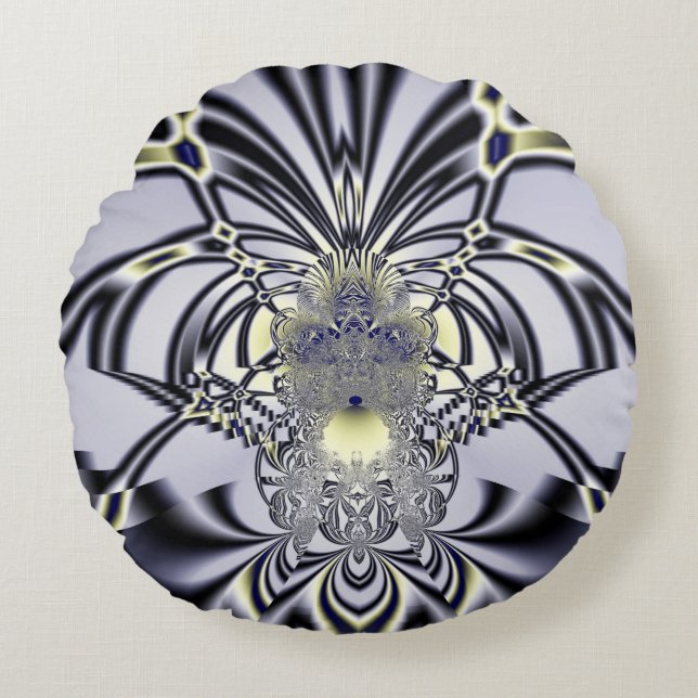 Purple Iris Sacred Geometry Fractal Art Round Cushion (Front)